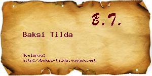 Baksi Tilda névjegykártya